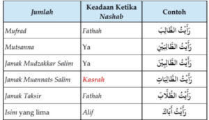 Maful bih harus dalam keadaan nashab (manshub) Fi'il muta'addiy